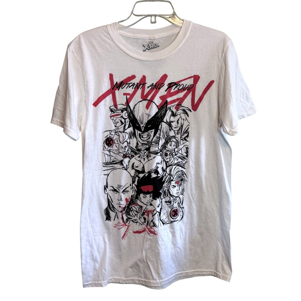 NWOT Marvel Mens Mutant and Proud X-Men Graphic Sketch‎ Tee Shirt White Medium